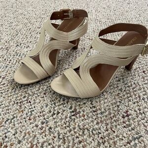Franco Sarto Size 8.5 Cream Colored Cut Out Sandals/Heels